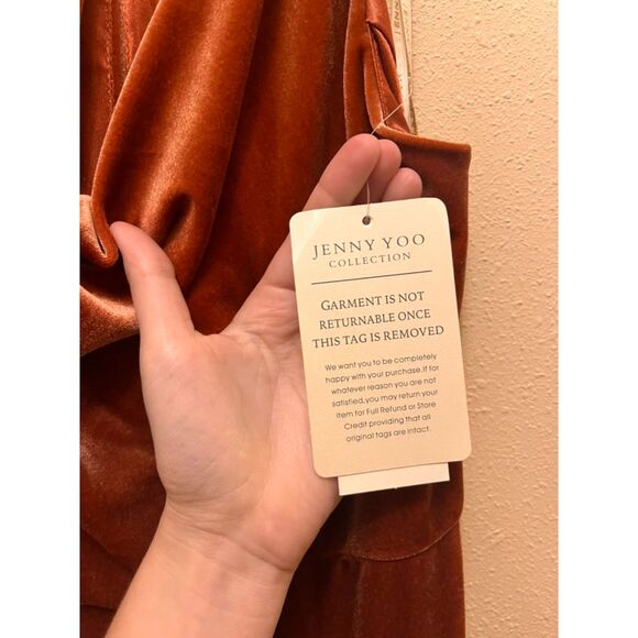 Jenny Yoo Sullivan Dress English Rose Stretch Velvet Gown - NWT Size 8 - Picture 5 of 7